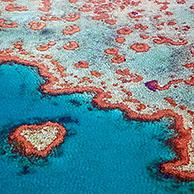 Aerial view of heart-shaped Heart Reef, part of the Great Barrier Reef of the Whitsundays in the Coral sea, Queensland, Australia