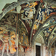 Cathedral cloister, arcades and vaults with frescoes at Brixen / Bressanone, Dolomites, Italy