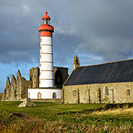 Lighthouse and abbey of Pointe Saint-Mathieu, Finistére, Brittany, France