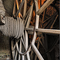 Tread wheel used to haul supplies up at the Mont Saint-Michel abbey, Normandy, France