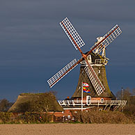 Traditional windmill at Oldsum, Föhr, North Frisia, Schleswig-Holstein, Germany
