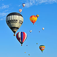Balloonists / Aeronauts in hot-air balloons during ballooning meeting, Eeklo, Belgium