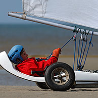 Land sailing / sand yachting / land yachting on the beach at De Panne, Belgium