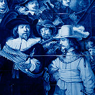 The night watch by Rembrandt in delft blue, Delft, the Netherlands