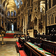 12th century choir stalls inside the Canterbury Cathedral in Canterbury, Kent, England, UK